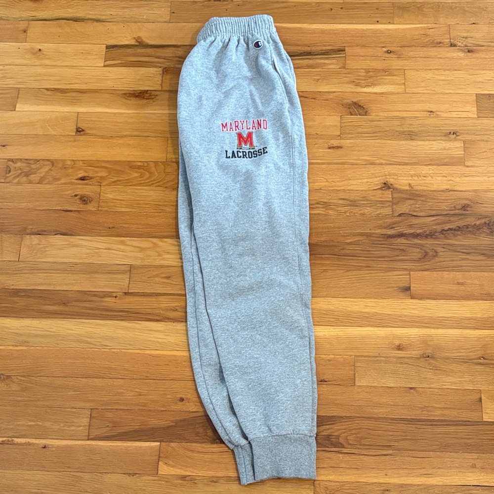 Champion Gray Sweatpants with Red Logo